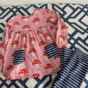 Mini Boden Pink Dress with Red Mushroom Print